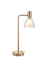 Giuseppe Reader Table Lamp With Curved Cone Glass (U), 1 Light G9, French Gold/Iridescent/Opal