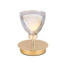 Giuseppe Small Table Lamp Touch Switch With Curved Cone Glass (U), 1 Light G9, French Gold/Iridescent/Opal