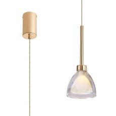 Giuseppe 12cm Single Pendant 2m With Curved Cone Glass (U), 1 Light G9, French Gold/Iridescent/Opal