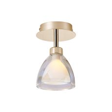 Giuseppe 12cm Flush With Curved Cone Glass (U), 1 Light G9, French Gold/Iridescent/Opal
