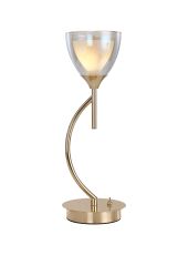 Giuseppe Vertical Table Lamp With Curved Cone Glass (U), 1 Light G9, French Gold/Iridescent/Opal