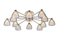 Giuseppe 93cm Semi Flush With Curved Cone Glass (U), 12 Light G9, French Gold/Iridescent/Opal