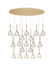 Giuseppe Oval Multiple Pendant 2m With Curved Cone Glass (U), 19 Light G9, French Gold/Iridescent/Opal/Matt Gold