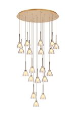 Giuseppe 77cm Round Multiple Pendant 3.5m With Curved Cone Glass (U), 19 Light G9, French Gold/Iridescent/Opal/Matt Gold