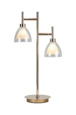 Giuseppe Reader Table Lamp With Curved Cone Glass (U), 2 Light G9, French Gold/Iridescent/Opal