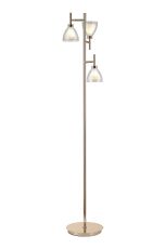 Giuseppe Floor Lamp With Curved Cone Glass (U), 3 Light G9, French Gold/Iridescent/Opal