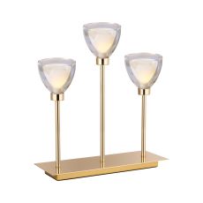 Giuseppe Rectangular Table Lamp Touch Switch With Curved Cone Glass (U), 3 Light G9, French Gold/Iridescent/Opal