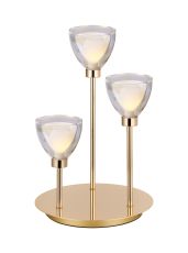 Giuseppe Round Table Lamp Touch Switch With Curved Cone Glass (U), 3 Light G9, French Gold/Iridescent/Opal