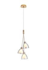 Giuseppe 2m 1 Drop Cluster Pendant With Curved Cone Glass (U), 3 Light G9, French Gold/Iridescent/Opal