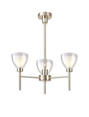 Giuseppe 48cm Telescopic/Semi Flush With Curved Cone Glass (U), 3 Light G9, French Gold/Iridescent/Opal
