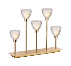 Giuseppe Rectangular Table Lamp Touch Switch With Curved Cone Glass (U), 5 Light G9, French Gold/Iridescent/Opal