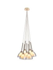 Giuseppe 23cm 1.5m Cluster Pendant With Curved Cone Glass (U), 7 Light G9, French Gold/Iridescent/Opal