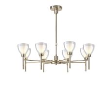 Giuseppe 78cm Telescopic/Semi Flush With Curved Cone Glass (U), 8 Light G9, French Gold/Iridescent/Opal