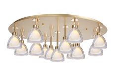 Giuseppe 82cm 80cm Round Flush With Curved Cone Glass (U), 13 Light G9, French Gold/Iridescent/Opal/Matt Gold