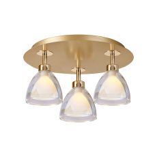 Giuseppe 36cm 35cm Round Flush With Curved Cone Glass (U), 3 Light G9, French Gold/Iridescent/Opal/Matt Gold