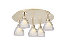 Giuseppe 47cm 45cm Round Flush With Curved Cone Glass (U), 5 Light G9, French Gold/Iridescent/Opal/Matt Gold