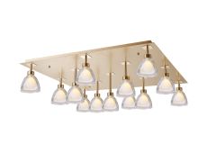 Giuseppe Square Flush With Curved Cone Glass (U), 13 Light G9, French Gold/Iridescent/Opal/Matt Gold