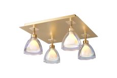 Giuseppe 40cm Square Flush With Curved Cone Glass (U), 4 Light G9, French Gold/Iridescent/Opal/Matt Gold