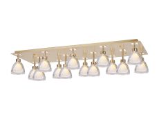 Giuseppe Rectangle Flush With Curved Cone Glass (U), 14 Light G9, French Gold/Iridescent/Opal/Matt Gold