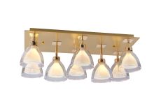Giuseppe Rectangle Flush With Curved Cone Glass (U), 8 Light G9, French Gold/Iridescent/Opal/Matt Gold