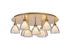 Giuseppe 62cm Round Flush With Curved Cone Glass (U), 9 Light G9, French Gold/Iridescent/Opal/Matt Gold