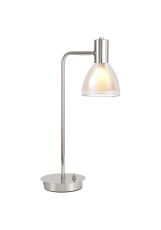 Giuseppe Reader Table Lamp With Curved Cone Glass (U), 1 Light G9, Polished Chrome/Iridescent/Opal