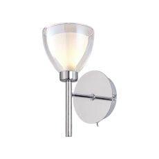 Giuseppe Switched Wall Lamp With Curved Cone Glass (U), 1 Light G9, Polished Chrome/Iridescent/Opal