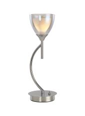 Giuseppe Vertical Table Lamp With Curved Cone Glass (U), 1 Light G9, Polished Chrome/Iridescent/Opal