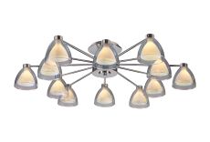 Giuseppe 93cm Semi Flush With Curved Cone Glass (U), 12 Light G9, Polished Chrome/Iridescent/Opal
