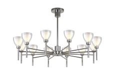 Giuseppe 93cm Telescopic/Semi Flush With Curved Cone Glass (U), 12 Light G9, Polished Chrome/Iridescent/Opal