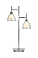 Giuseppe Reader Table Lamp With Curved Cone Glass (U), 2 Light G9, Polished Chrome/Iridescent/Opal