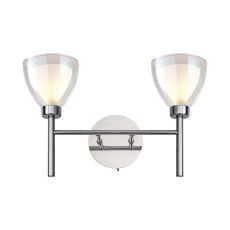 Giuseppe Switched Wall Lamp With Curved Cone Glass (U), 2 Light G9, Polished Chrome/Iridescent/Opal