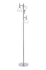Giuseppe Floor Lamp With Curved Cone Glass (U), 3 Light G9, Polished Chrome/Iridescent/Opal