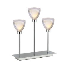 Giuseppe Rectangular Table Lamp Touch Switch With Curved Cone Glass (U), 3 Light G9, Polished Chrome/Iridescent/Opal