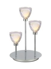 Giuseppe Round Table Lamp Touch Switch With Curved Cone Glass (U), 3 Light G9, Polished Chrome/Iridescent/Opal