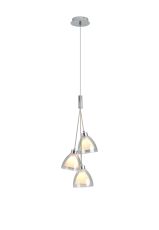 Giuseppe 2m 1 Drop Cluster Pendant With Curved Cone Glass (U), 3 Light G9, Polished Chrome/Iridescent/Opal