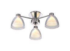 Giuseppe 45.5cm Semi Flush With Curved Cone Glass (U), 3 Light G9, Polished Chrome/Iridescent/Opal