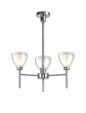 Giuseppe 48cm Telescopic/Semi Flush With Curved Cone Glass (U), 3 Light G9, Polished Chrome/Iridescent/Opal