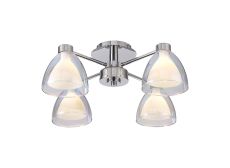 Giuseppe 48cm Semi Flush With Curved Cone Glass (U), 4 Light G9, Polished Chrome/Iridescent/Opal
