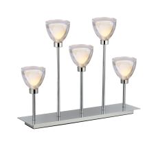 Giuseppe Rectangular Table Lamp Touch Switch With Curved Cone Glass (U), 5 Light G9, Polished Chrome/Iridescent/Opal