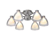 Giuseppe 53cm Semi Flush With Curved Cone Glass (U), 6 Light G9, Polished Chrome/Iridescent/Opal