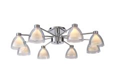 Giuseppe 78cm Semi Flush With Curved Cone Glass (U), 8 Light G9, Polished Chrome/Iridescent/Opal