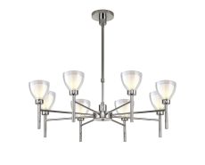 Giuseppe 78cm Telescopic/Semi Flush With Curved Cone Glass (U), 8 Light G9, Polished Chrome/Iridescent/Opal