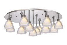 Giuseppe 82cm 80cm Round Flush With Curved Cone Glass (U), 13 Light G9, Polished Chrome/Iridescent/Opal