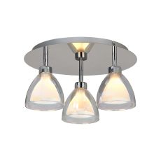 Giuseppe 36cm 35cm Round Flush With Curved Cone Glass (U), 3 Light G9, Polished Chrome/Iridescent/Opal