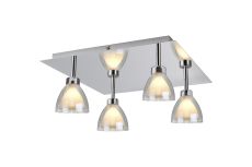 Giuseppe 40cm Square Flush With Curved Cone Glass (U), 4 Light G9, Polished Chrome/Iridescent/Opal