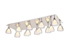 Giuseppe Rectangle Flush With Curved Cone Glass (U), 14 Light G9, Polished Chrome/Iridescent/Opal/Silver