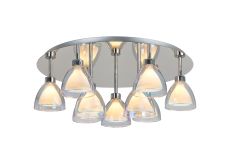 Giuseppe 62cm Round Flush With Curved Cone Glass (U), 9 Light G9, Polished Chrome/Iridescent/Opal/Silver
