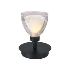 Giuseppe Small Table Lamp Touch Switch With Curved Cone Glass (U), 1 Light G9, Satin Black/Iridescent/Opal