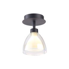 Giuseppe 12cm Flush With Curved Cone Glass (U), 1 Light G9, Satin Black/Iridescent/Opal